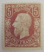 The Belgian 5 francs stamp from 1878.